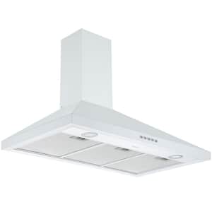 36 in. 450 CFM Convertible Wall-Mounted Pyramid Range Hood in White