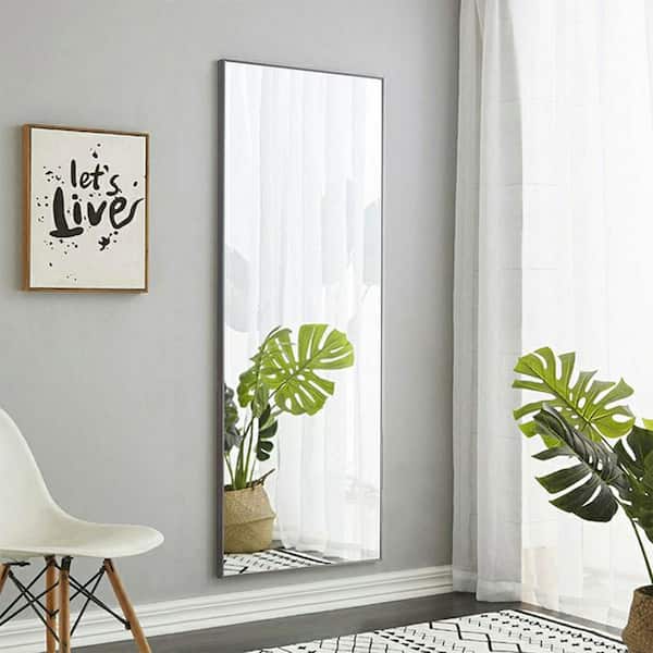 Blisstyle Gray 23 in. W x 65 in. H Glam Rectangle Glass Framed Mirror Wall Mirror Wall Decor Mirror