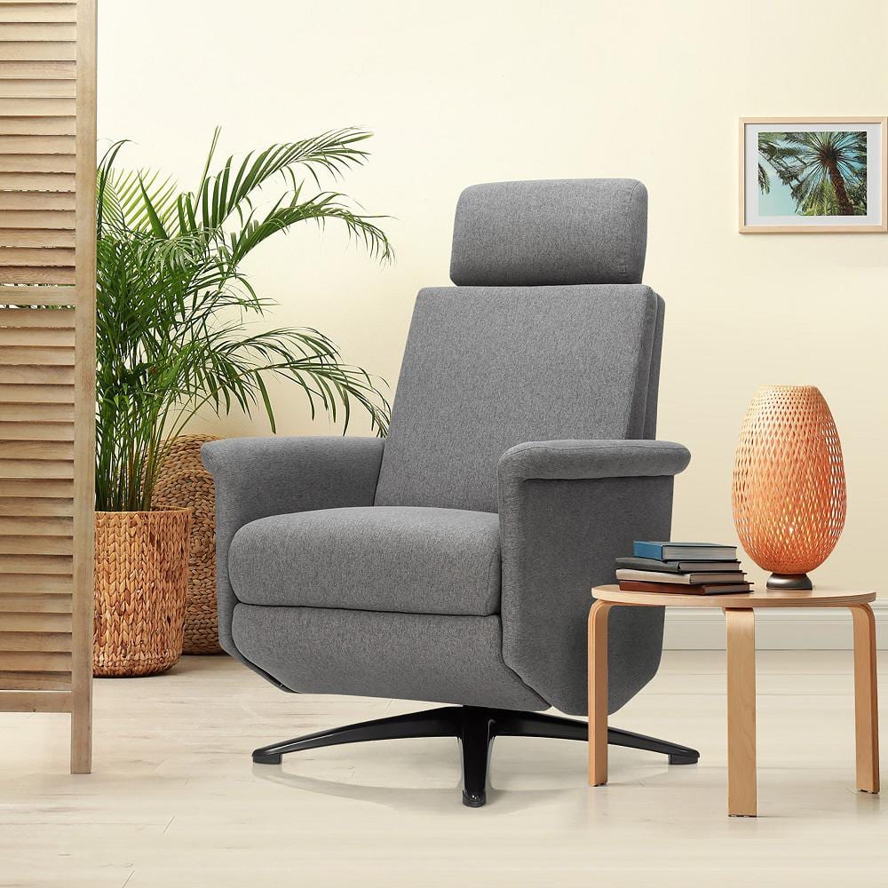 Gray Fabric Ergonomic Swivel Massage Recliner with Metal Frame