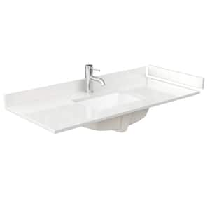 48 in. W x 22 in. D Quartz White Rectangular Single Sink Bathroom Vanity Top in White