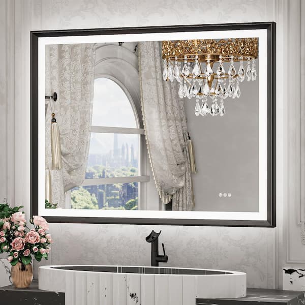 40 in. W x 32 in. H Rectangular Aluminum Framed with 3 Colors Dimmable LED Anti-Fog Wall Mount Bathroom Vanity Mirror