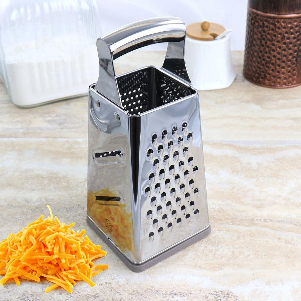 Stainless Steel 4-Sided Box Grater with Non-Slip Base