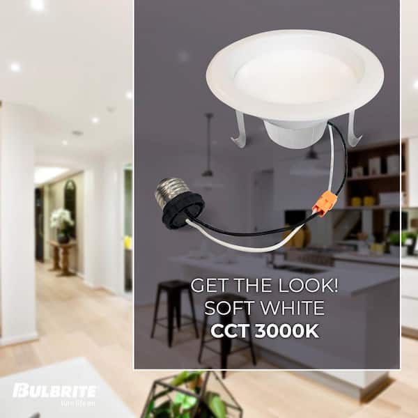 Bulbrite 4 in. 3000K New Construction or Remodel Integrated LED Recessed Retrofit Light Kit for 75-Watt Equivalent (Set of 4)