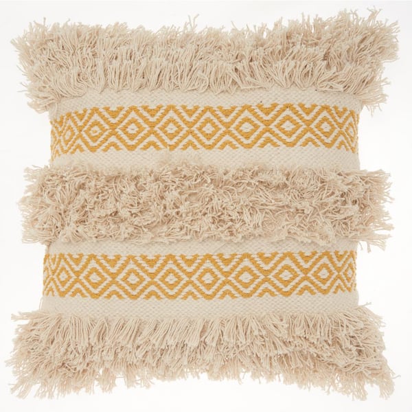 Mina Victory Lifestyles Mustard Yellow 18 in. x 18 in. Throw Pillow