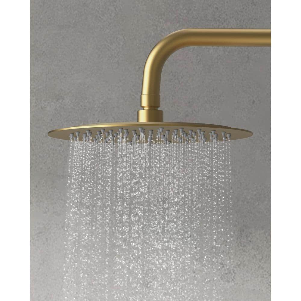 Grandjoy 10" Brushed Gold Rainfall Shower Head Set with Handheld Spray
