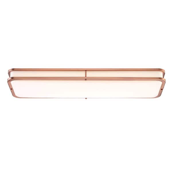 EnviroLite 40 in. Linear 1-Light Rose Gold Dimmable LED Flush Mount