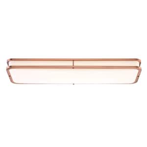 40 in. Linear 1-Light Rose Gold Dimmable LED Flush Mount