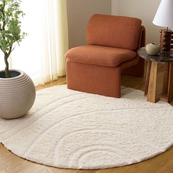 Casablanca 6 ft. x 6 ft. Ivory Abstract Round Area Rug