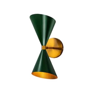 Winston 2-Light Green Wall Sconce with Light Direction of Up and Down