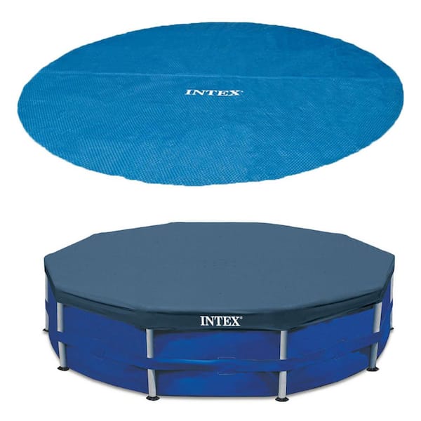 Moet Ongewapend Fysica Intex 15 ft. Round Debris Cover and Vinyl Solar Cover for Above Ground  Pools 28032E + 29023E - The Home Depot