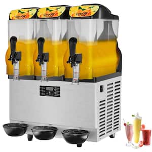 3 x 405 oz. Commercial Slush Machine Margarita Smoothie Frozen Drink 1200W Stainless Steel Snow Cone Machine