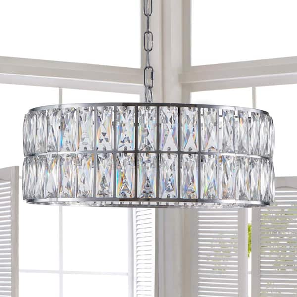 18" Chrome Modern 6-Light Crystal Drum Chandelier