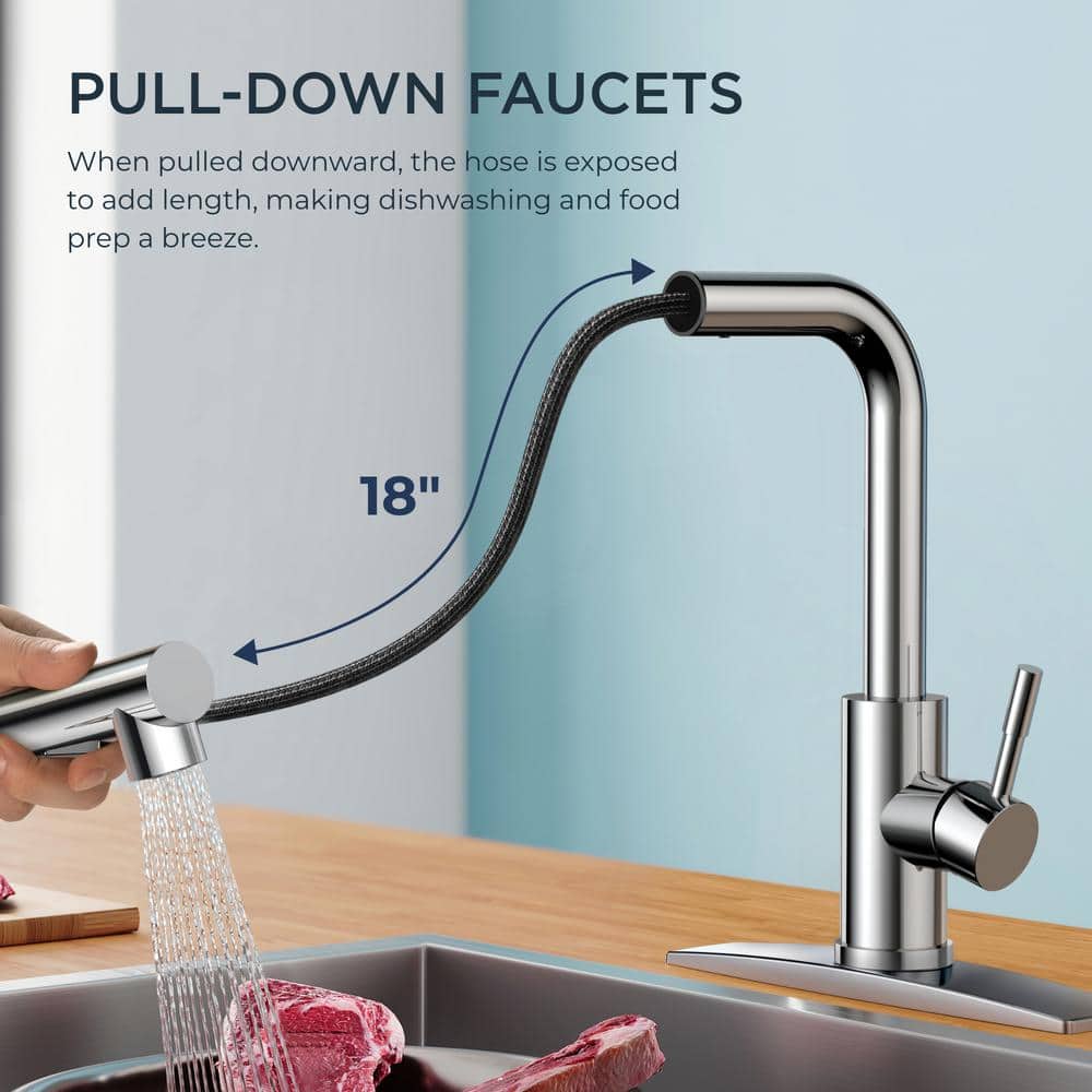 Chrome Pull-Down Kitchen Faucet with Ceramic Valve