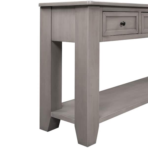 Oxford Grey Console Table with Shelf and Drawers - New England Country,  Coastal, farmhouse Furniture