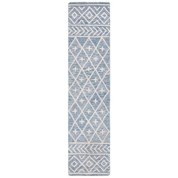 Metro 2 ft. x 9 ft. Blue/Ivory Tribal MET460M Runner Rug