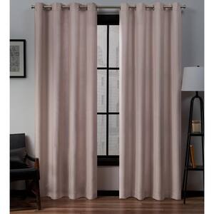 Loha Blush Solid Light Filtering Grommet Top Curtain, 54 in. W x 96 in. L (Set of 2)