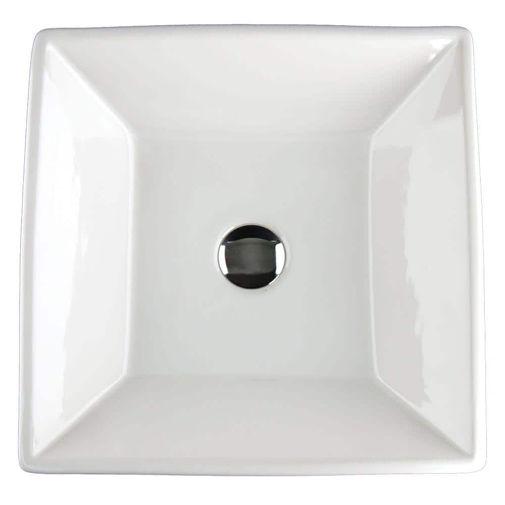 Modern White Square Ceramic Bathroom Vessel Sink