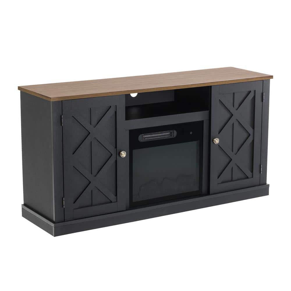 FESTIVO 54 in. Charcoal TV Stand for TVs up to 60 in. with Electric  Fireplace FFP20267 - The Home Depot