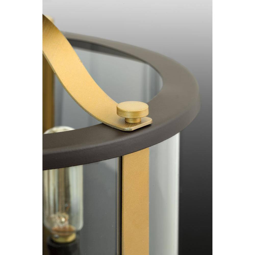 Antique Bronze and Glass 3-Light Indoor/Outdoor Pendant