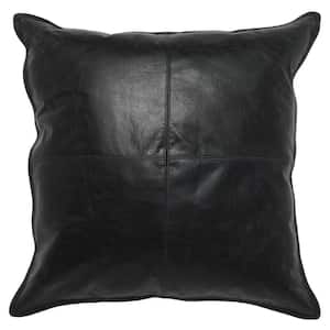 Norm Black Stitched Cotton Square Decorative Throw Pillow (22 in. L x 22 in. W x 5 in. H)