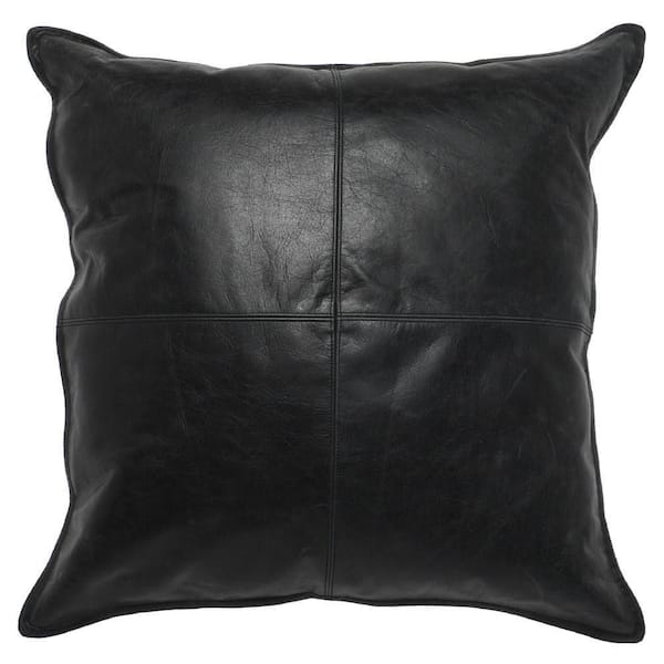 Benjara Norm Black Stitched Cotton Square Decorative Throw Pillow (22 in. L x 22 in. W x 5 in. H)