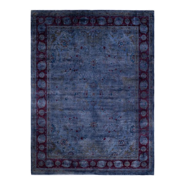 Solo Rugs One-of-a-Kind Contemporary Gray 9 ft. x 12 ft. Hand Knotted Overdyed Area Rug