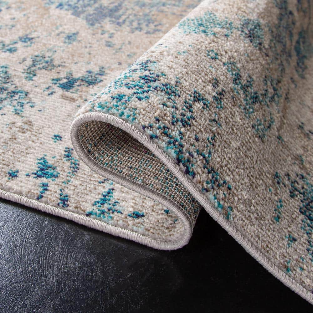 Safavieh Madison Blue and Grey Round Synthetic Area Rug