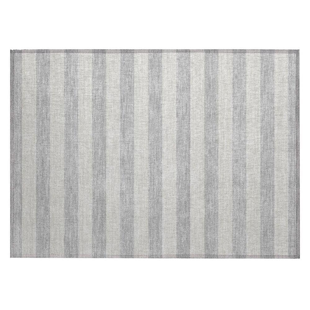 Gray and Ivory 2 ft. x 3 ft. Woven Striped Polyester Rectangle Indoor/Outdoor Area Rug price history on PriceWatchPro