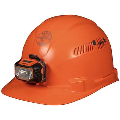 Vented Orange Cap Style with Headlamp Hard Hat