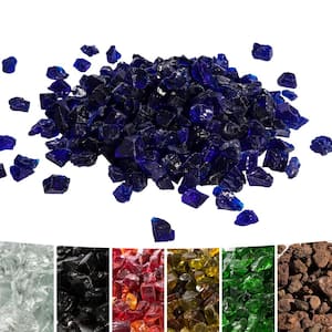 8.8 lbs./4 Kg Blue Fire Glass for Propane Fire Pit, Reflective Tempered Glass, Safe for Gas Fire Pits