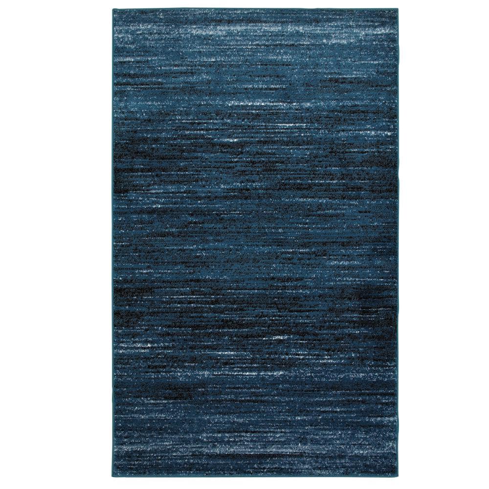 Myra Distressed Soft Blue/Black 5 ft. 2 in. x 7 ft. 2 in. Rectangle Indoor 