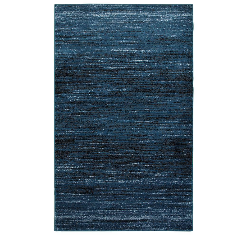 Luxor Abstract Blue & Black Synthetic Area Rug, 5'2" x 7'2"