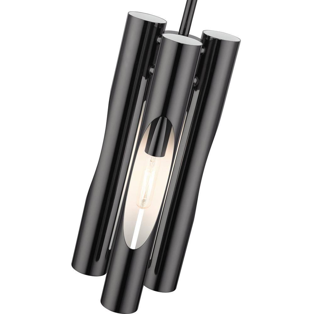 Acra Minimalist 3-Light Black Chrome Pendant Chandelier