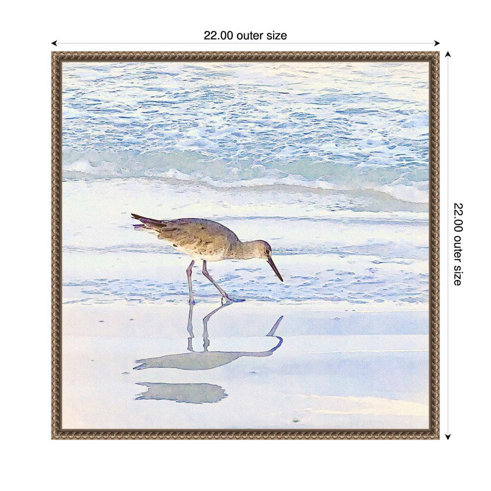Sandpiper Dreams II Coastal Bronze Framed Canvas Wall Art