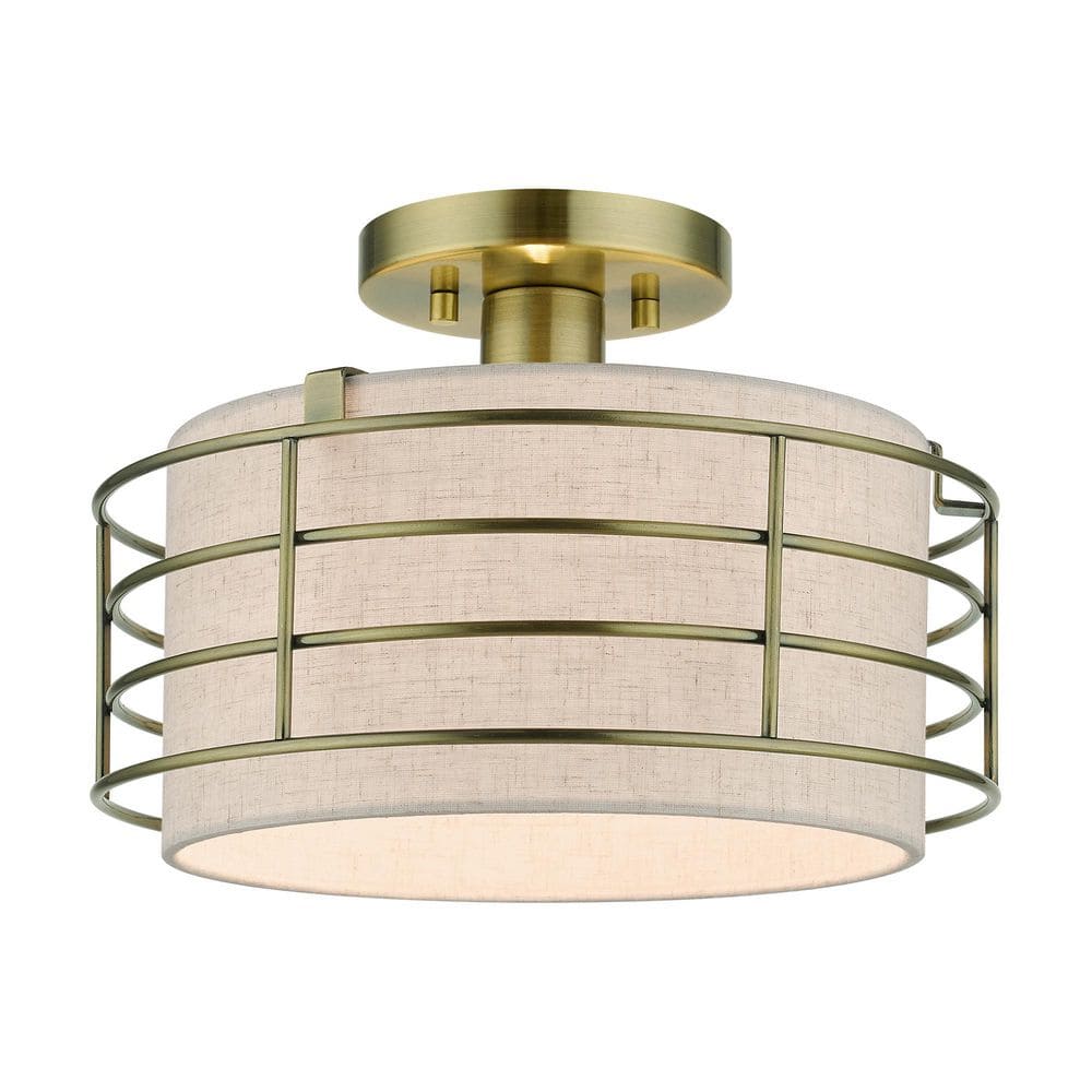 Wycombe 12-in 1 Light Antique Brass Caged Semi-Flush Mount for Hallway, Bedroom, Kitchen, Bulb Required not Included price history on PriceWatchPro