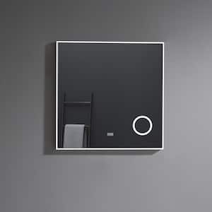 Illuminate 31 in. W x 31 in. H Small Rectangular Aluminum Framed Wall Bathroom Vanity Mirror in Glass