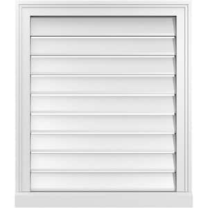 24 in. x 28 in. Vertical Surface Mount PVC Gable Vent: Functional with Brickmould Sill Frame