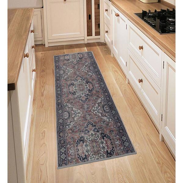 Custom Image Series Traditional Kilim Medallion Terracotta-Multicolor 26 in. W x 576 in. L Stair Runner 104.15 sq. ft.