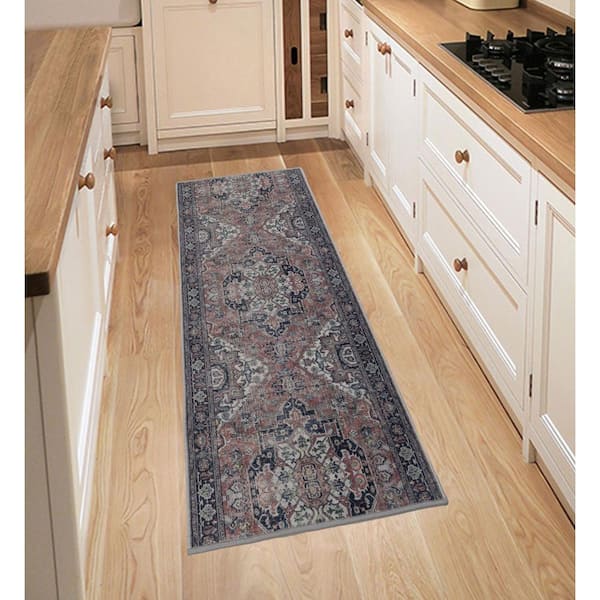 RugStylesOnline Custom Image Series Traditional Kilim Medallion Terracotta-Multicolor 26 in. W x 24 in. L Stair Runner 4.33 sq. ft.