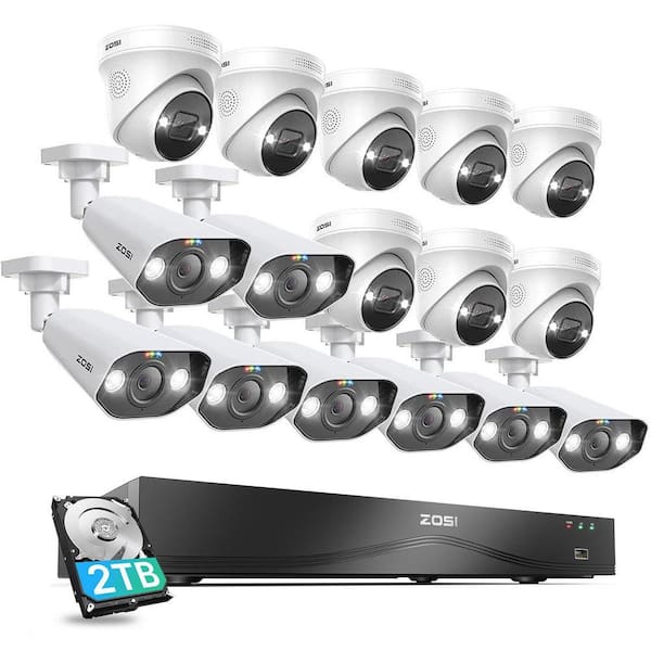 4K UHD 16-Channel POE 4TB NVR Security Camera System with 16-Wired 8MP Spotlight Cameras, 2-Way Audio, 24/7 Recording