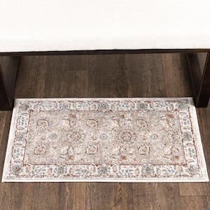 Reynell Gray  Doormat 2 ft. x 3 ft. Floral Area Rug