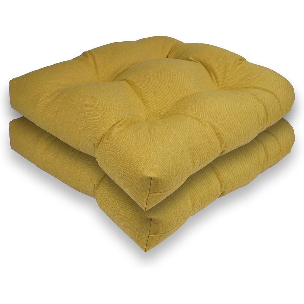 Sunbrella Outdoor Chair Square U Seat Cushion (Set of 2) Daffodil 16 in. x 16 in.
