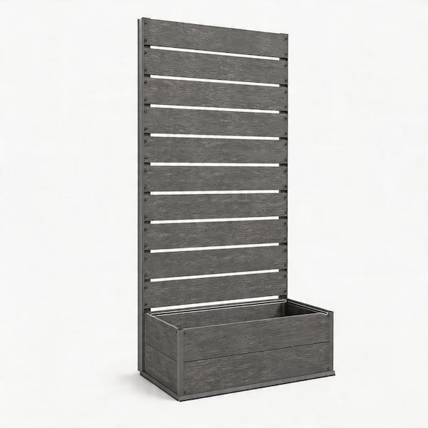 VAMOP Gray Wood Composite Raised Garden Planter Box with Trellis