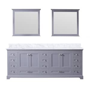 Dukes 84 in. W x 22 in. D Dark Grey Double Bath Vanity, Carrara Marble Top, and 34 in. Mirrors