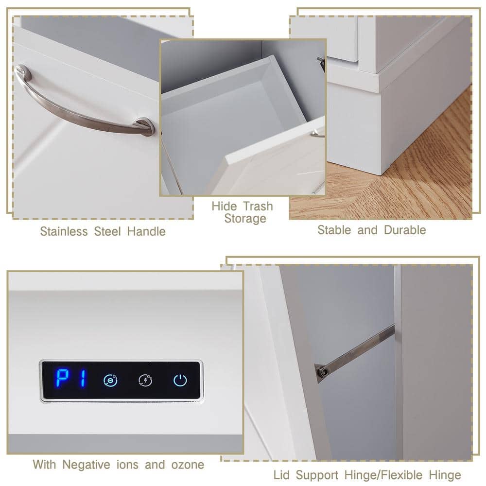 White MDF Wood Dual-Bin Tilt-Out Kitchen Trash Cabinet