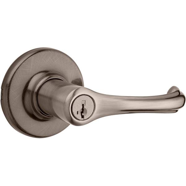 Kwikset Dorian Antique Nickel Entry Door Lever Featuring Smart Key