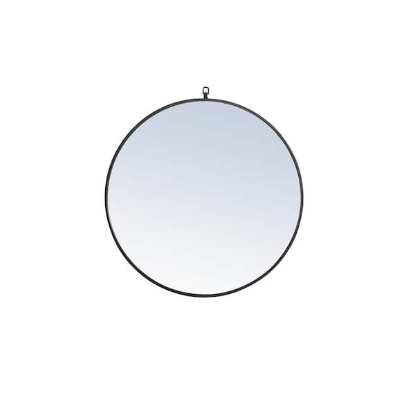 Unbranded Timeless Home 32 in. W x 32 in. H x Contemporary Metal Framed Round Black Mirror