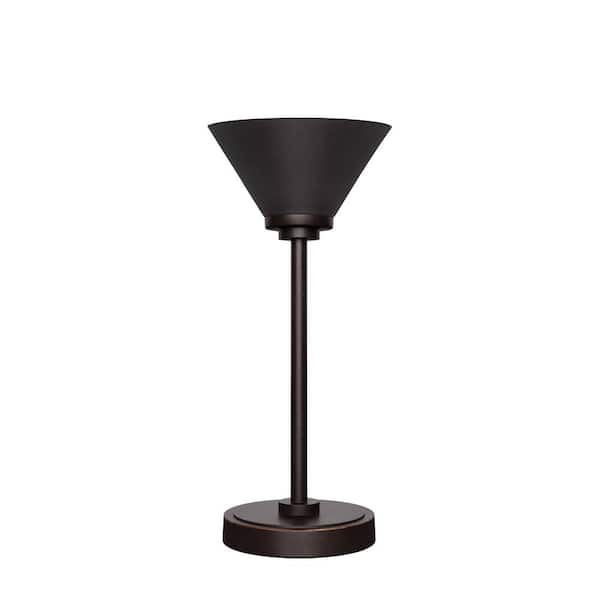Unbranded Olympia 15.25 in. Dark Granite Rechargeable Integrated LED Bedside Table Lamp for Living Room with Glass Shade