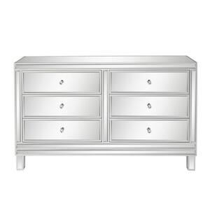 53.54 in. Silver Rectangle Mirrored Finish Glass Accent Cabinet