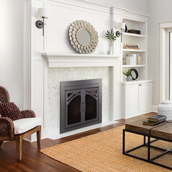 Pleasant Hearth Axel Small Glass Fireplace Doors